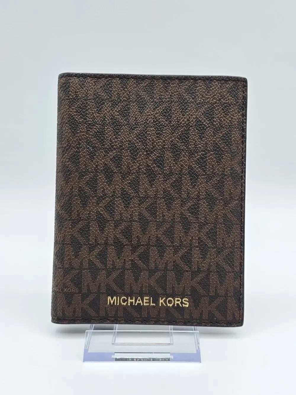 Michael Kors Jet Set Travel Passport Holder Wallet Brown Signature Logo NWOT